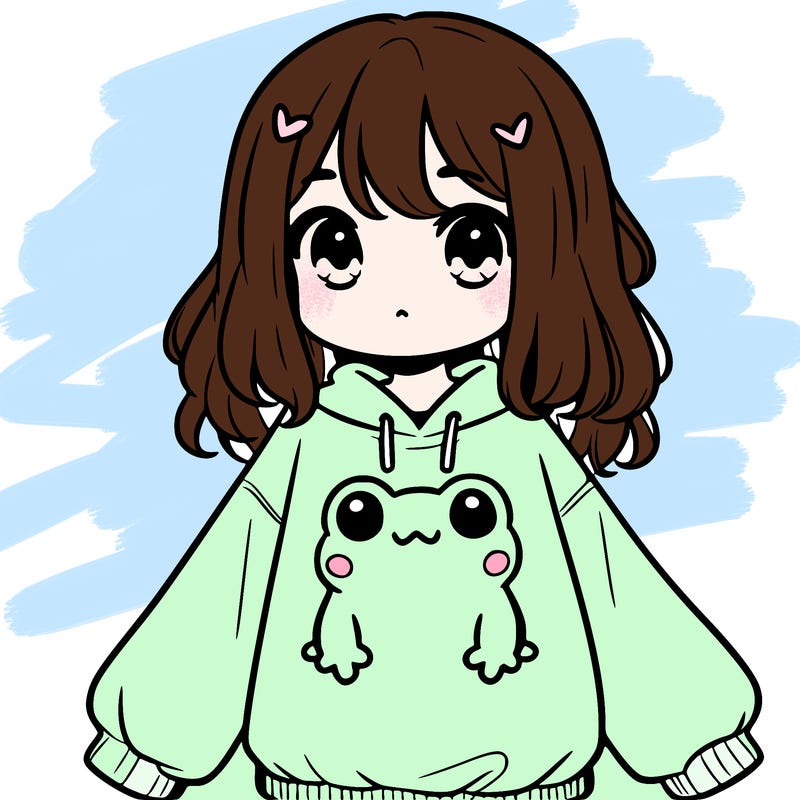 girl wearing frogging sweatshirt