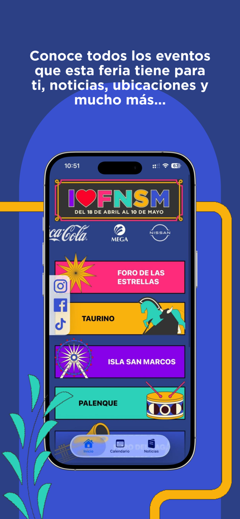 Feria Nacional de San Marcos - Feria Nacional de San Marcos app main screen showing event sections