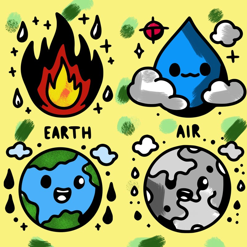 fire, earth, water,air