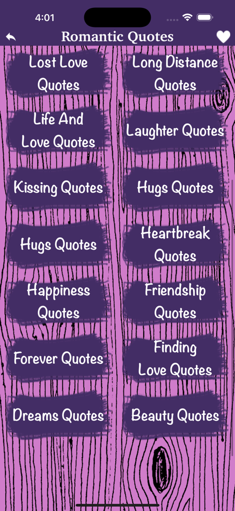 Funny Status Quotes Collection - A list of romantic quote categories like Lost Love and Friendship in the Funny Status Quotes Collection app