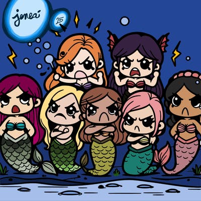 a group of angry mermaids