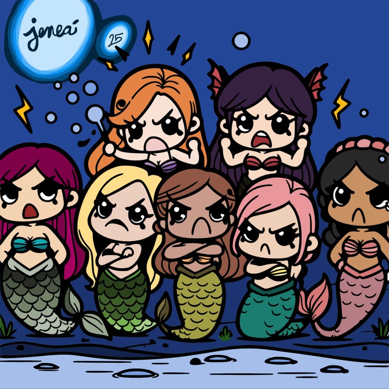 a group of angry mermaids