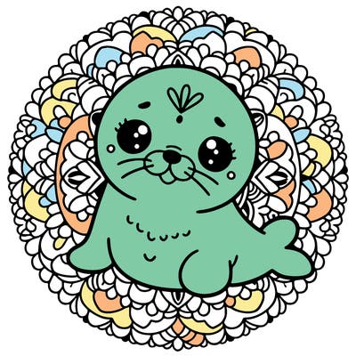 a cute baby seal mandala