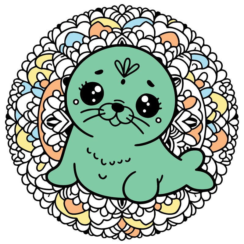 a cute baby seal mandala