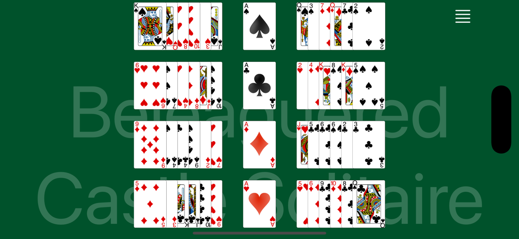 Citadel Solitaire - Gameplay de Citadel Solitaire montrant des cartes sur un fond de feutre vert