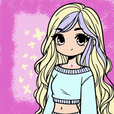 girl with long hair and a crop top with a sweater