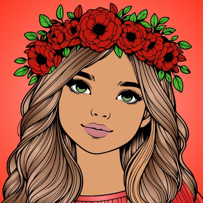 realistic girl with flower crown