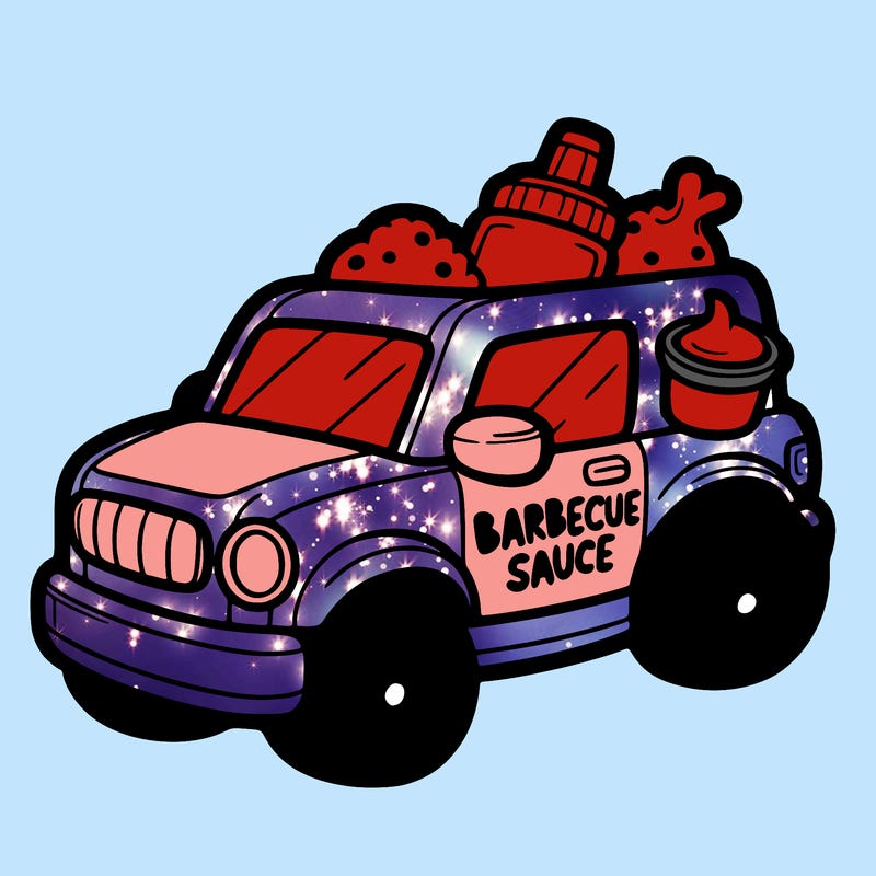 chicken nugget with barbecue sauce  car