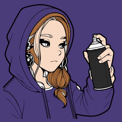 a realistic girl, spray painting