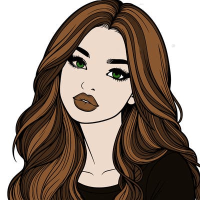 realistic girl with hair on her hair and lips