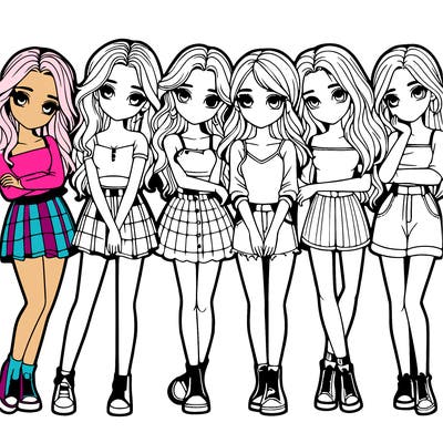 a group of girls realistic