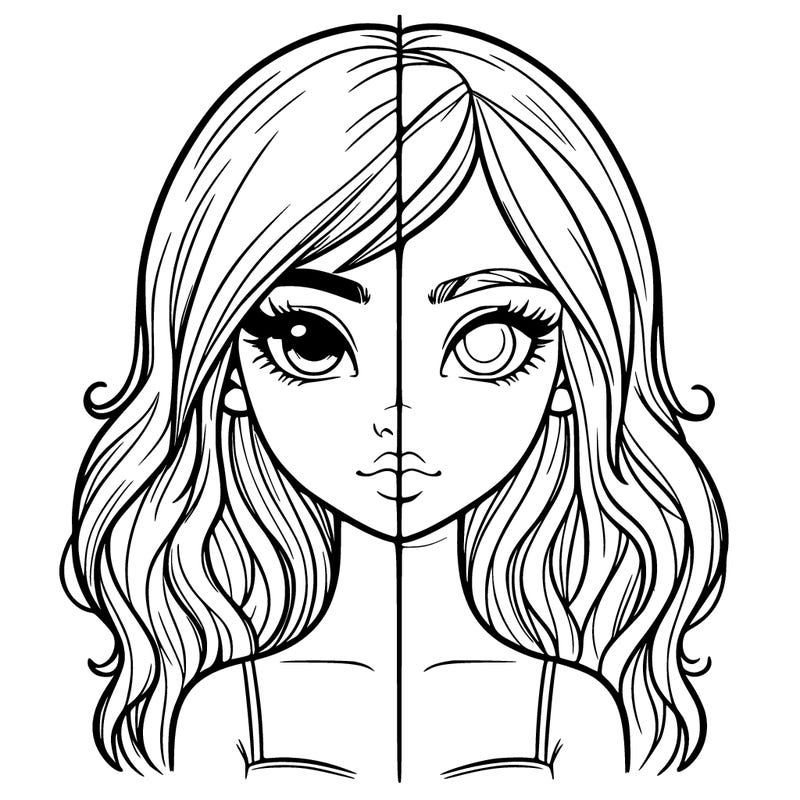 realistic girl split with half