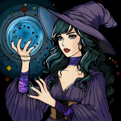 realistic women sorcerer using magic