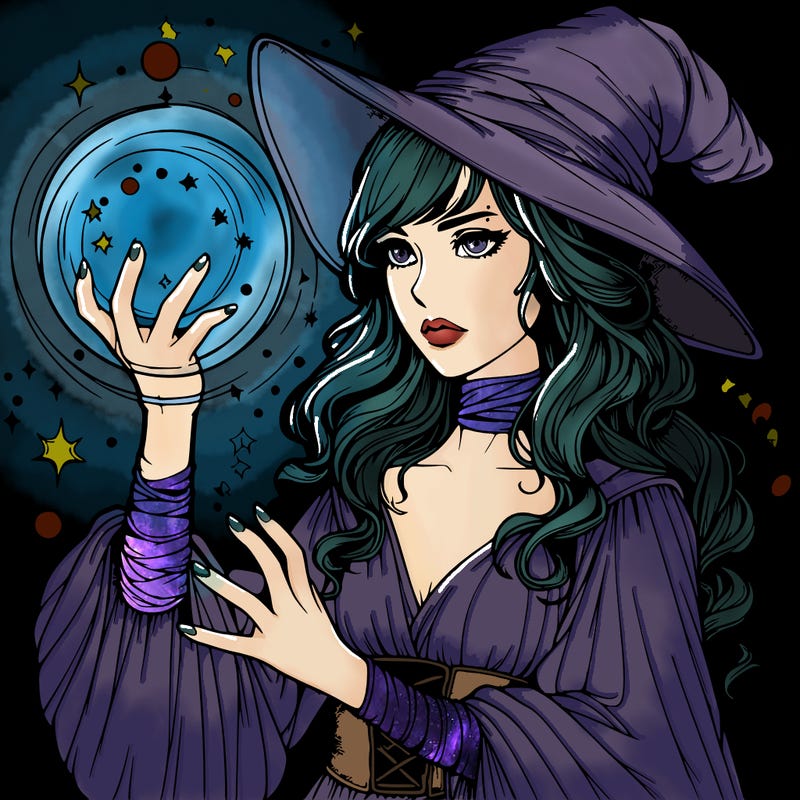 realistic women sorcerer using magic