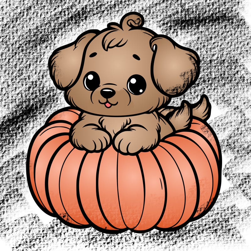 cute little puppy in a pumpkin