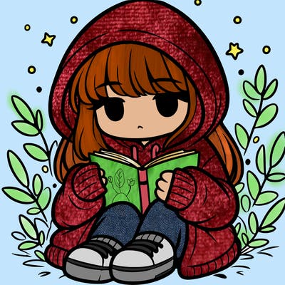 girl in oversized hoodie reading a book