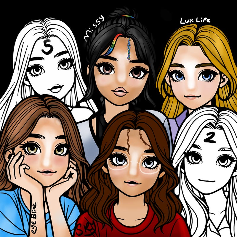 a group of girls realistic