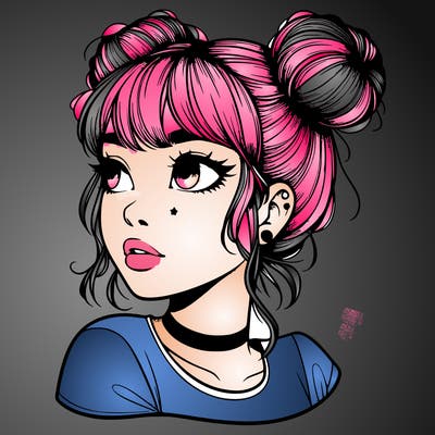 realistic girl with spacebuns