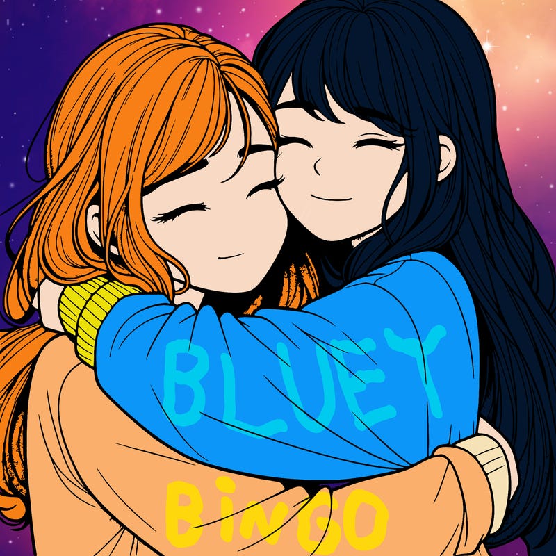 realistic two girls hugging