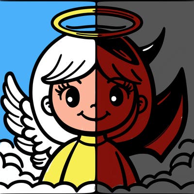 angel and devil face