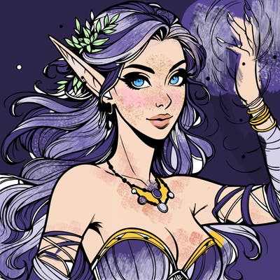realistic elven woman glow magic wild chaos