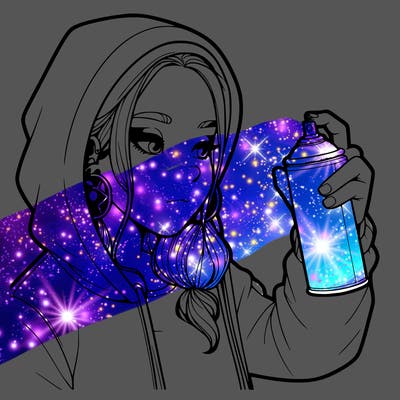 a realistic girl, spray painting