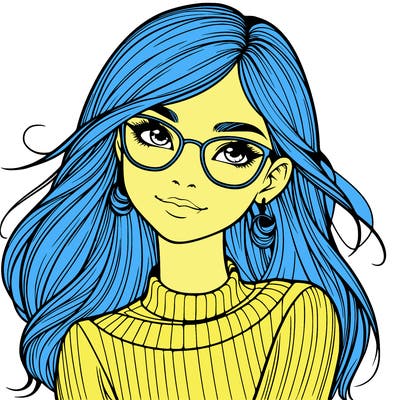 realistic girl with glasses