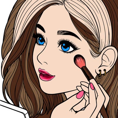 a realistic girl doing her makeup