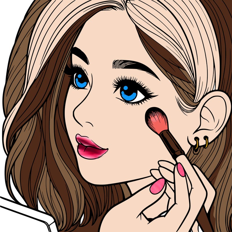 a realistic girl doing her makeup