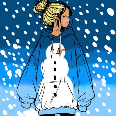 realistic girl with a oversized sweatshirt on and a bun