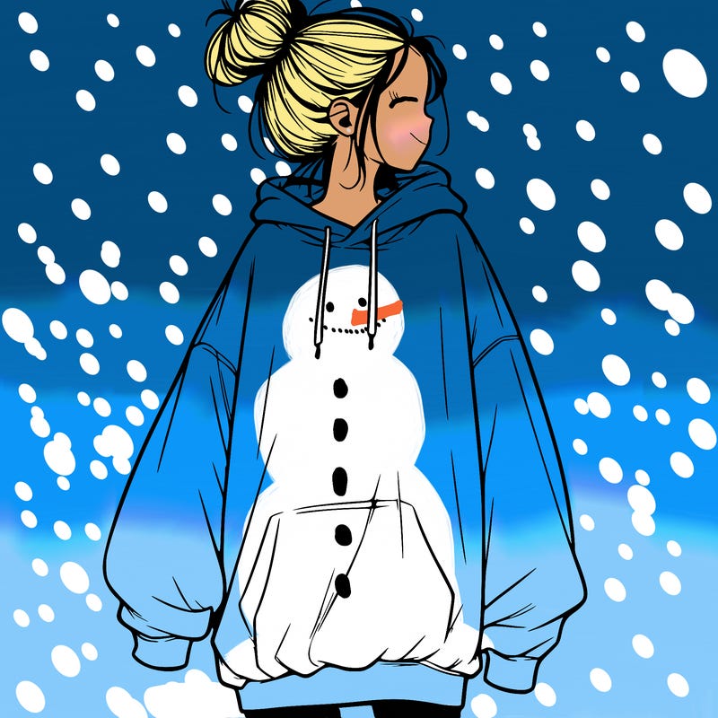 realistic girl with a oversized sweatshirt on and a bun