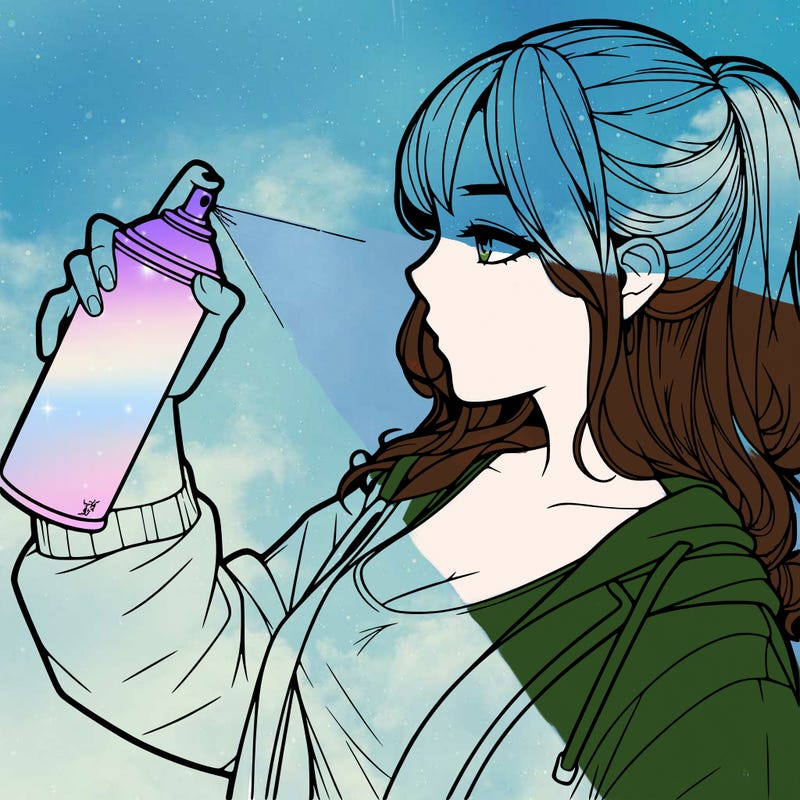 a realistic girl spray, painting