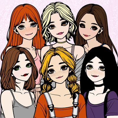 a group of girls realistic