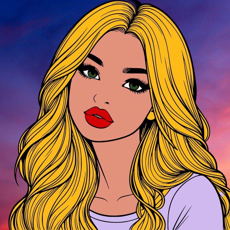 realistic girl with hair on her hair and lips