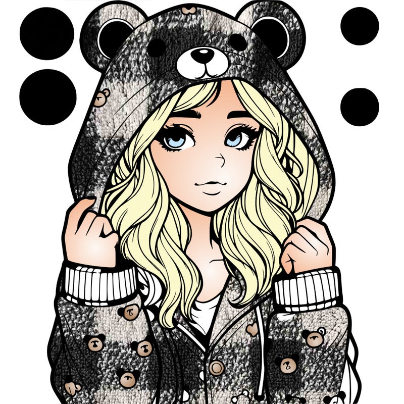 realistic girl in a animal pjs hoodie