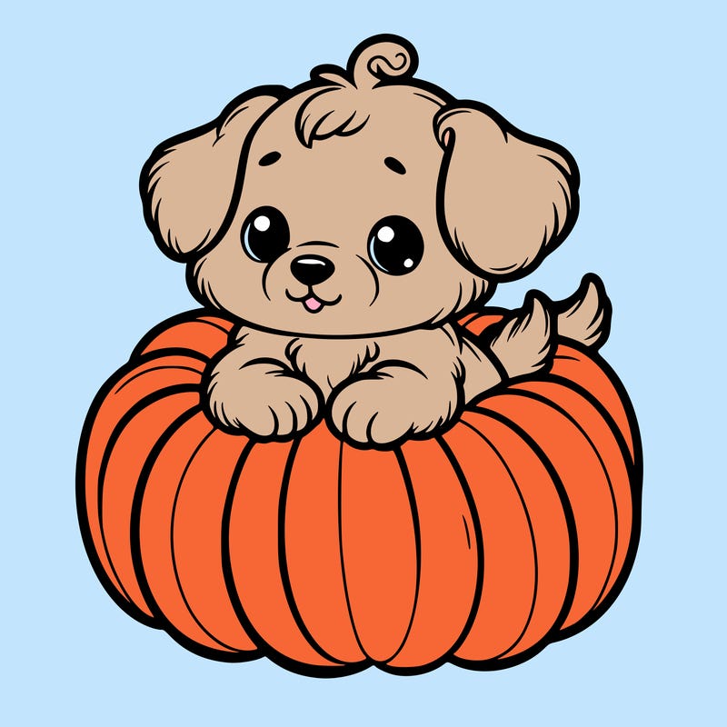 cute little puppy in a pumpkin