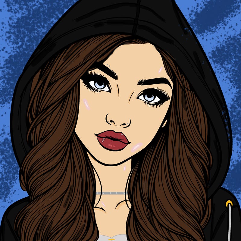 realistic beautiful girl with a hood on