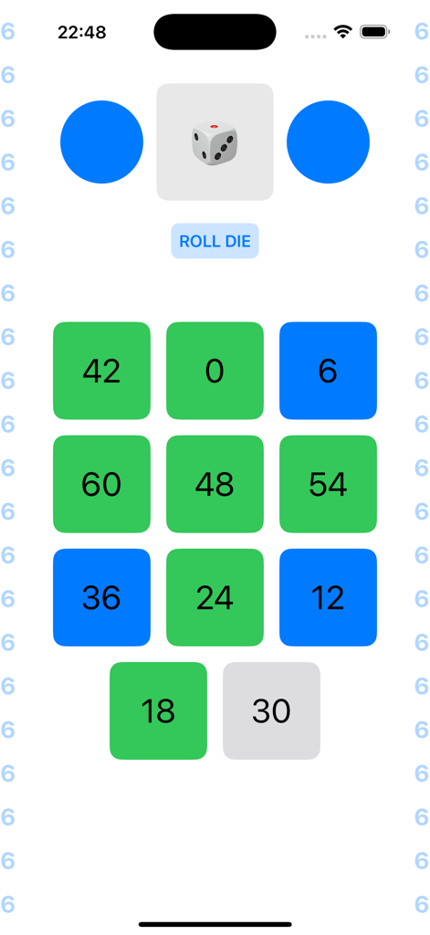 X-Math Clash - An interactive multiplication game board with color-coded numeric tiles and a rollable die.