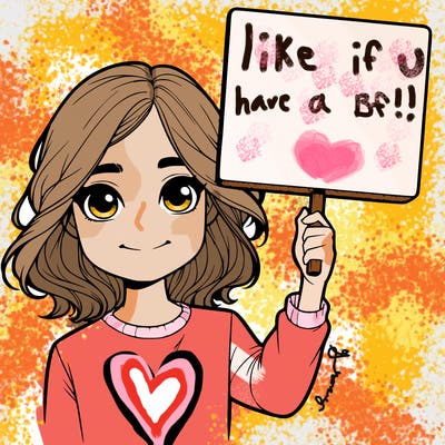 realistic girl holding up a sign