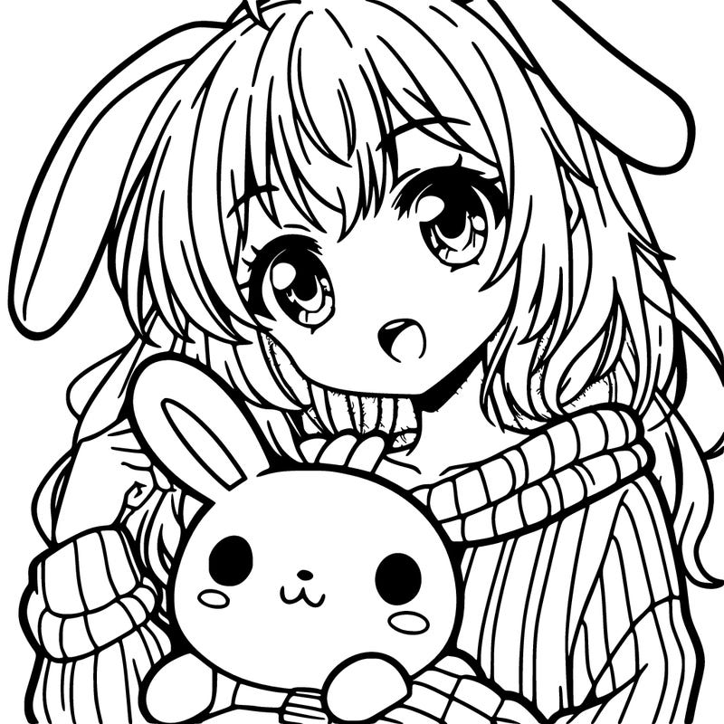 anime girl with a bunny sweater