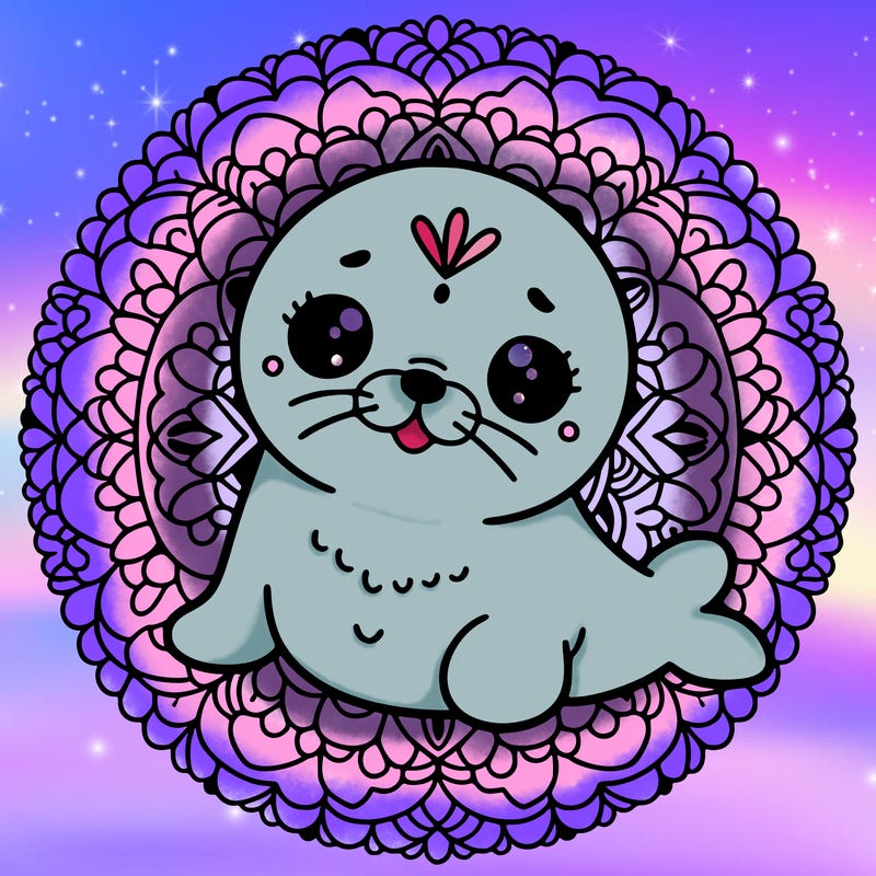 a cute baby seal mandala