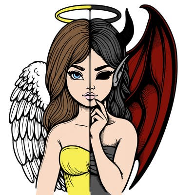 realistic angel half demon