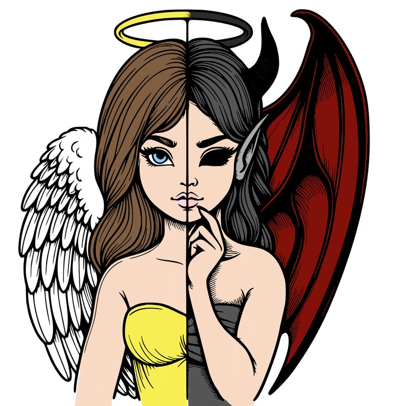 realistic angel half demon