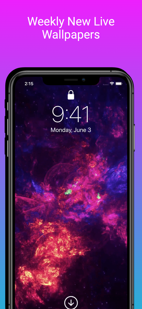 Live Wallpapers 4K - LiveInto - 高品質な宇宙星雲のライブ壁紙を表示するiPhoneのロック画面