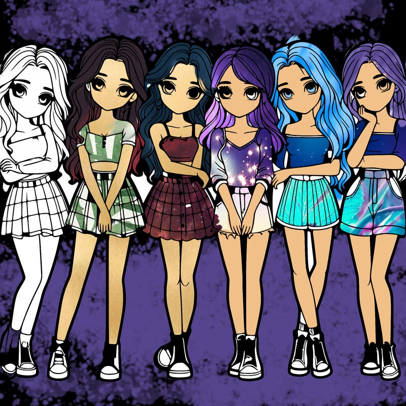 a group of girls realistic