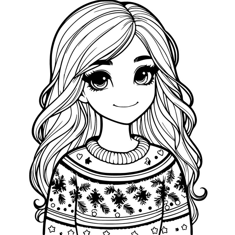 realistic girl with a christmas sweater
