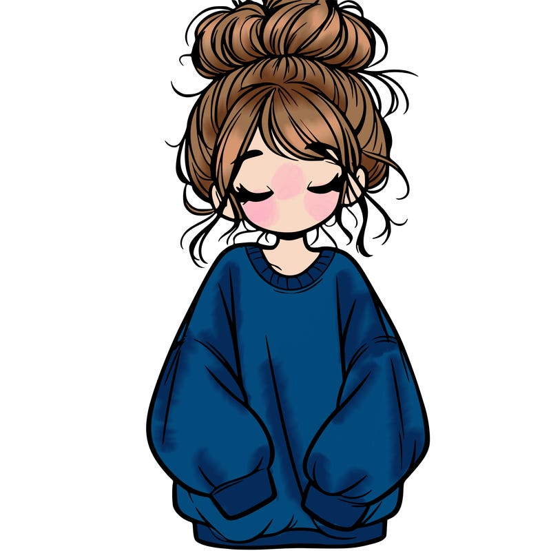 girl with baggy sweatshirt and messy bun