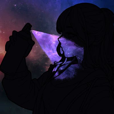 a realistic girl spray, painting