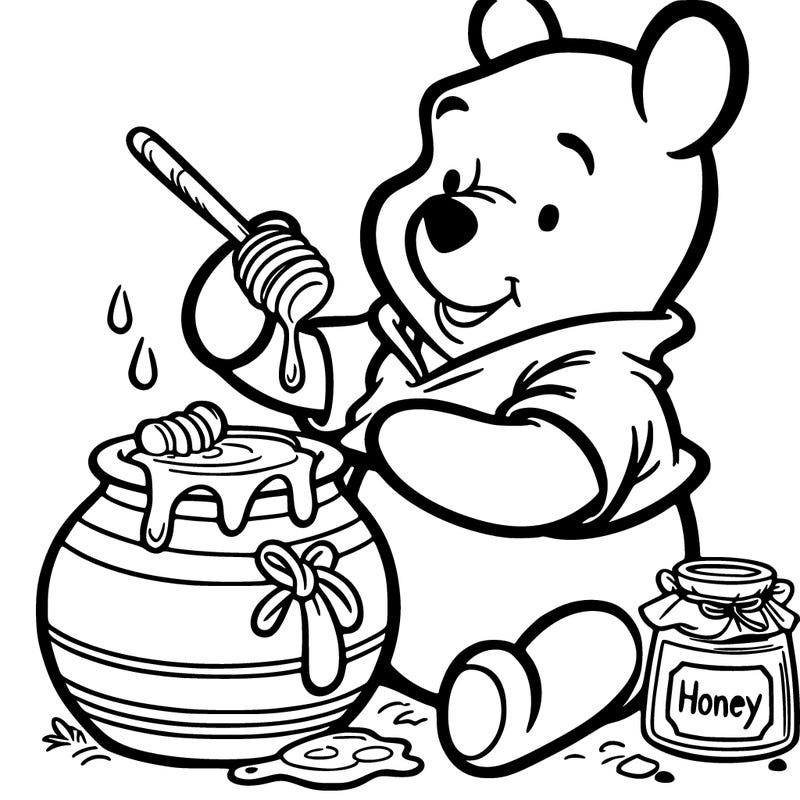 winne the pooh eating honey from the pot