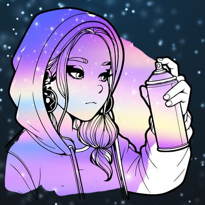 a realistic girl, spray painting